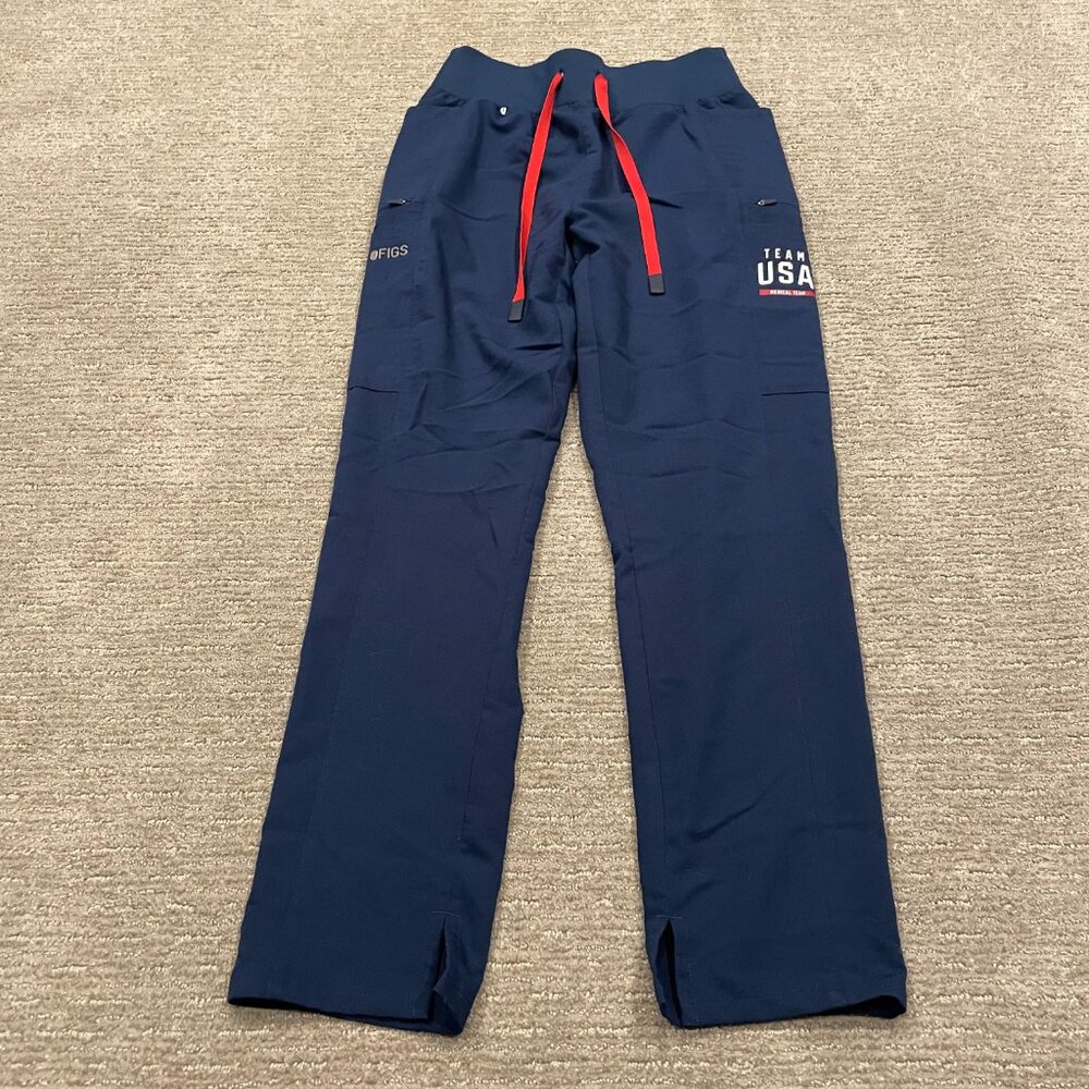 FIGS Scrub Pants Womens XS Blue Olympics Team USA Medical Team Paris Zip Pocket